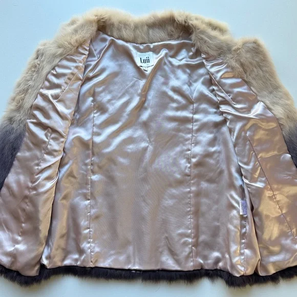 Luii Rabbit Fur Vest Purple & Off-white Ombré Large